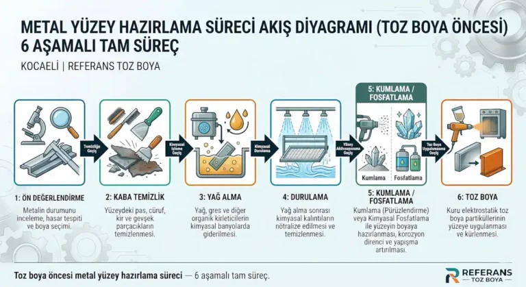 Metal Yüzey Hazırlama Aşamaları 9 Toz boya öncesi metal yüzey hazırlama süreci — 6 aşamalı tam süreç